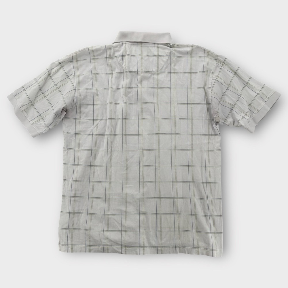 Alan Flusser Polo Shirt Mens Medium White Windowpane Check Cotton Classic Fit - Picture 2 of 8
